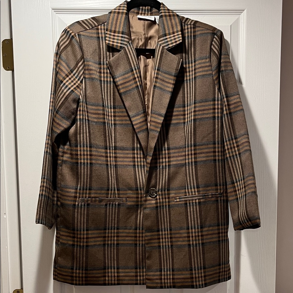 Women's Menswear Plaid Blazer